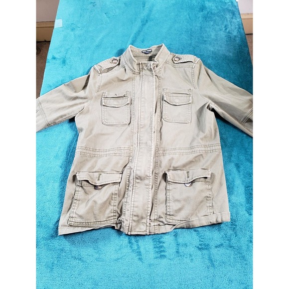 Express Military Jacket Womens Green Button Heavy Ladies Utility Sz Medium - Picture 2 of 8